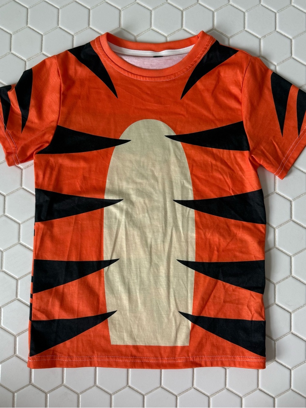 Kids Orange Tiger Print Short Sleeve Tee